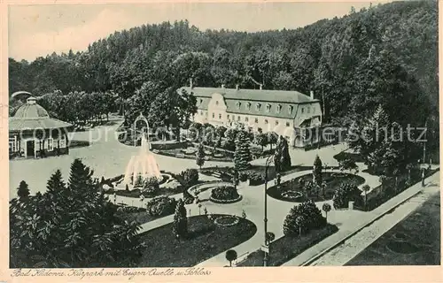 AK / Ansichtskarte  Bad_Kudowa_Kudowa-Zdroj_Niederschlesien_PL Kurpark mit Eugen Quelle und Schloss 