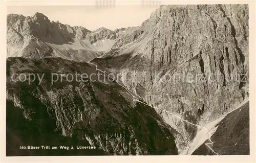 AK / Ansichtskarte  Luenersee_1969m_Vorarlberg_AT Boeser Tritt am Weg zum Luenersee 