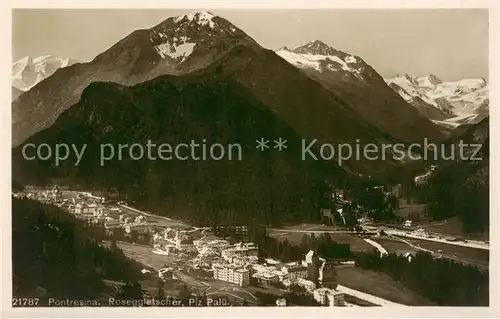 AK / Ansichtskarte Pontresina Roseggletscher und Piz Palue Pontresina