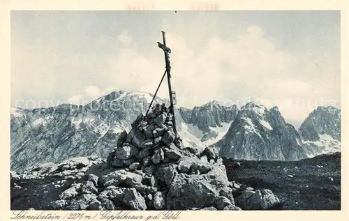 AK / Ansichtskarte 73805822 Schneibstein_2275m_Berchtesgaden Gipfelkreuz mit Goell 