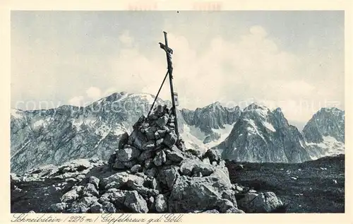 AK / Ansichtskarte  Schneibstein_2275m_Berchtesgaden Gipfelkreuz mit Goell 