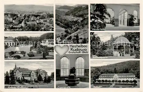 AK / Ansichtskarte  Bad_Kudowa_Kudowa-Zdroj_Niederschlesien_PL Gesamtansicht Kurplatz Kurhotel Wandelhalle Quelle Schloss 