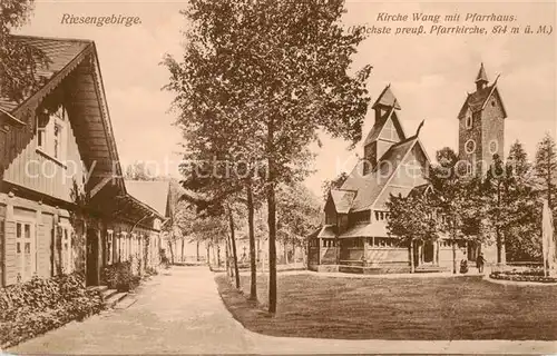 AK / Ansichtskarte  Wang_Kirche_Wang_Karpacz_Gorny_PL Kirche mit Pfarrhaus 