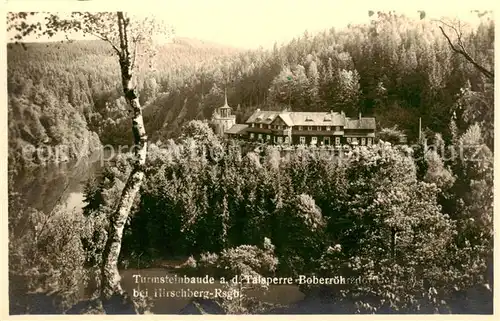 AK / Ansichtskarte  Hirschberg_Riesengebirge_Jelenia_Gora_PL Turmsteinbaude an der Talsperre Boberroehrsdorf 