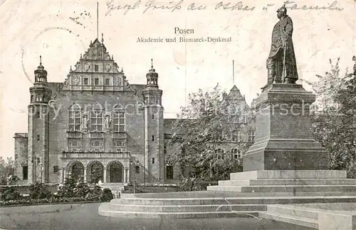 AK / Ansichtskarte 73805969 Posen_Poznan Akademie und Bismarckdenkmal Posen Poznan
