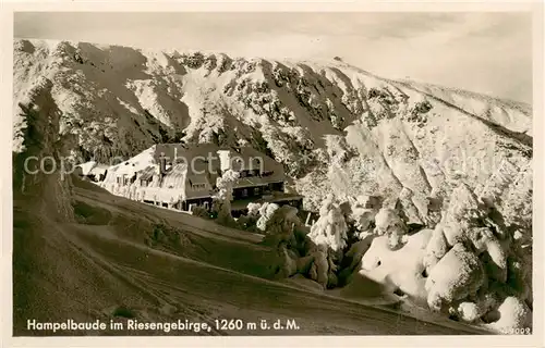 AK / Ansichtskarte 73805991 Hampelbaude_Schronisko_Strzecha_Akademicka_PL Bergbaude im Riesengebirge Winterpanorama 
