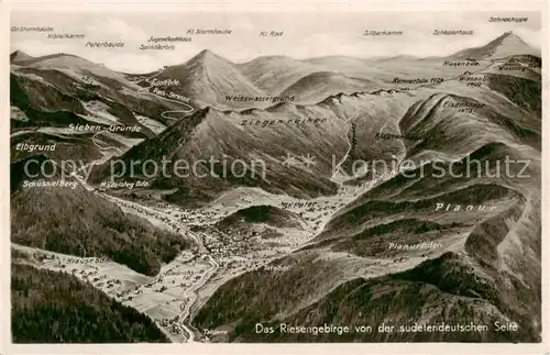 AK / Ansichtskarte 73806001 Spindelmuehle_Riesengebirge_Spindleruv_Mlyn_CZ Panoramakarte Riesengebirge von der sudetendeutschen Seite Bromsilber 