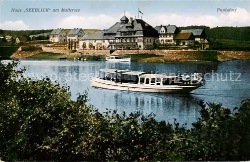 AK / Ansichtskarte  Paulsdorf_Dippoldiswalde Haus Seeblick am Maltersee Fahrgastschiff Paulsdorf Dippoldiswalde