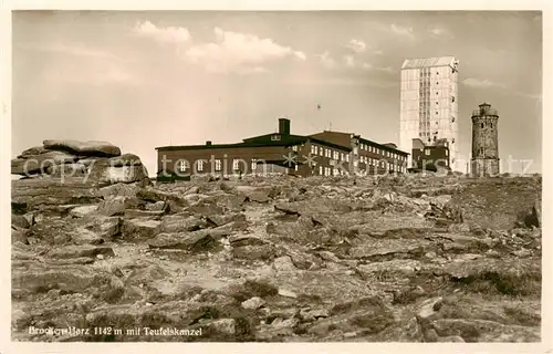 AK / Ansichtskarte  Brocken_Harz Berghotel Aussichtsturm Teufelskanzel Brocken Harz