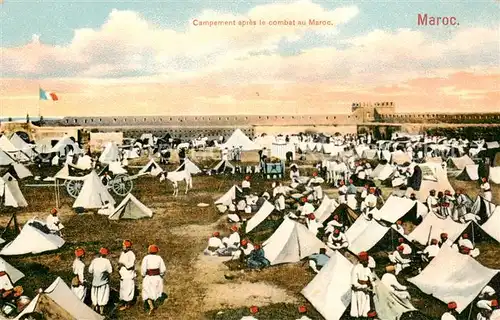 AK / Ansichtskarte 73806041 Maroc_Marokko Campement après le combat au Maroc Maroc Marokko