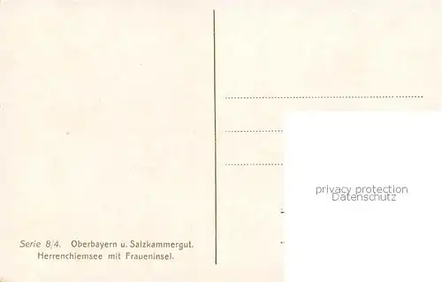 AK / Ansichtskarte  Herrenchiemsee mit Fraueninsel Serie 8/4 Oberbayern und Salzkammergut Kuenstlerkarte Herrenchiemsee