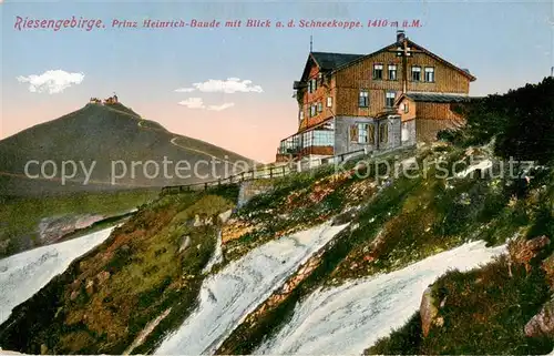 AK / Ansichtskarte 73806048 Riesengebirge_Schlesischer_Teil Prinz Heinrich Baude mit Schneekoppe 