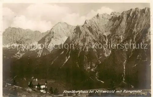 AK / Ansichtskarte 73806101 Mittenwald_Bayern Kranzberghaus mit Karwendel Mittenwald Bayern