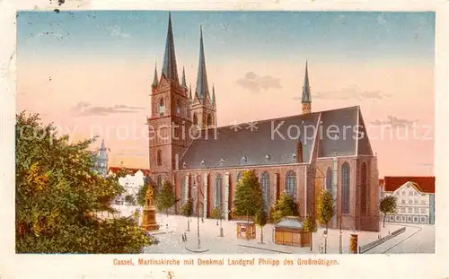 AK / Ansichtskarte 73806139 Cassel__Kassel Martinskirche mit Denkmal Landgraf Philipp des Grossmuetigen 