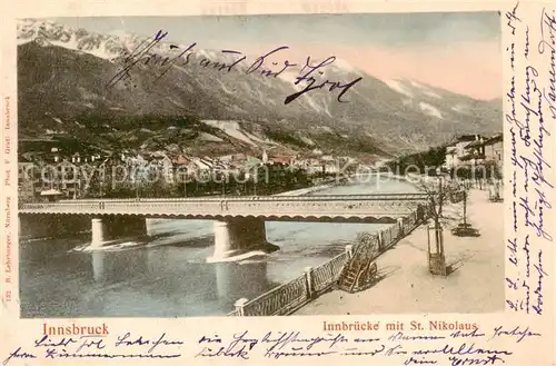 AK / Ansichtskarte 73806256 Innsbruck_Tirol_AT innbruecke mit St Nikolaus 