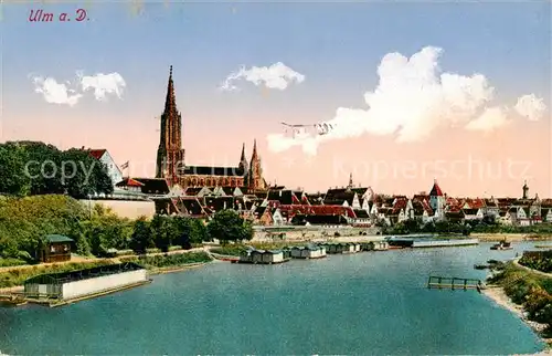 AK / Ansichtskarte  Ulm__Donau Panorama mit Ulmer Muenster 