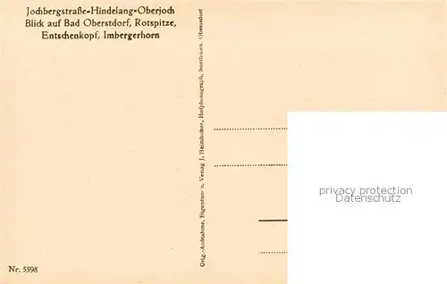 AK / Ansichtskarte  Oberstdorf Jochbergstrasse Hindelang Oberjoch mit Rotspitze Entschenkopf und Imbergerhorn Oberstdorf