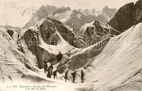 AK / Ansichtskarte Chamonix_74_Haute Savoie Passage des Crevasses a la Mer de Glace 
