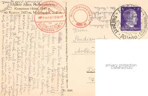 AK / Ansichtskarte  Kemptnerhuette_1845m_Heilbronnerweg mit Kratzer und Maedelegabel 