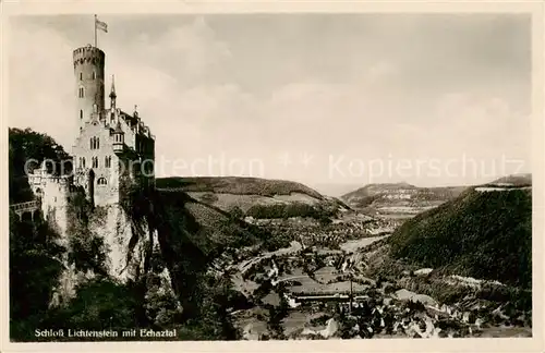 AK / Ansichtskarte  Schloss_Lichtenstein Panorama mit Echaztal Schloss_Lichtenstein