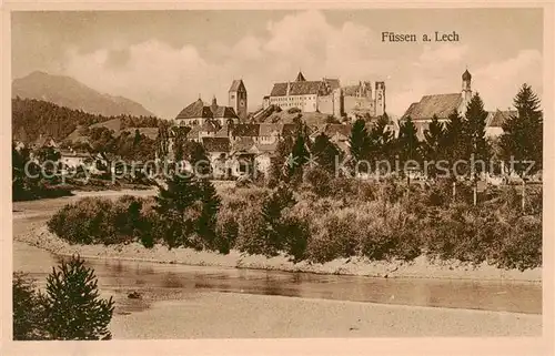 AK / Ansichtskarte 73806583 Fuessen_Allgaeu Partie am Lech mit Schloss Fuessen Allgaeu