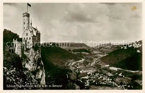 AK / Ansichtskarte 73806589 Schloss_Lichtenstein Panorama mit Echaztal Schloss_Lichtenstein