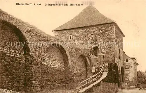 AK / Ansichtskarte  Marienberg_Erzgebirge Zschopauer Tor und Stadtmauer Marienberg Erzgebirge