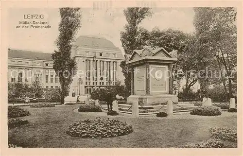 AK / Ansichtskarte 73806633 Leipzig Mueller Denkmal an der Promenade Feldpost Leipzig