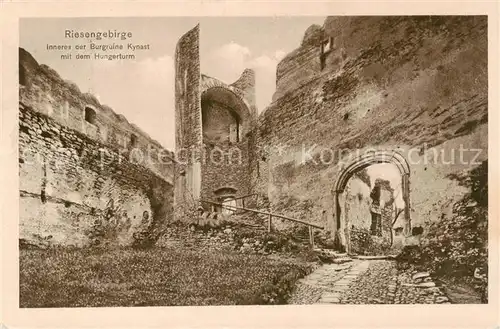 AK / Ansichtskarte  Hermsdorf_Kynast_Sobieszow  Inneres der Burgruine Kynast mit Hungerturm im Riesengebirge Hermsdorf_Kynast