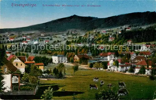 AK / Ansichtskarte 73806694 Schreiberhau_Szklarska_Poreba_Riesengebirge_PL Panorama Weissbachtal mit Hochstein 