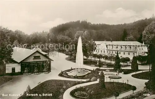 AK / Ansichtskarte 73806701 Bad_Kudowa_Kudowa-Zdroj_Niederschlesien_PL Kurpark und Schloss Springbrunnen 