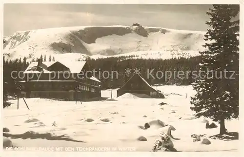 AK / Ansichtskarte 73806704 Krummhuebel_Karpacz_Riesengebirge_PL Schlingelbaude mit den Teichraendern im Winter 