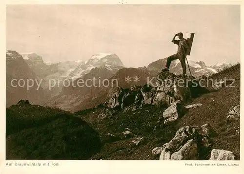 AK / Ansichtskarte Braunwald_GL Alpe mit Toedi Braunwald GL