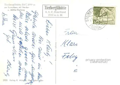 AK / Ansichtskarte Tierberglihuette_2795m_BE Sustenhorn Tierberg 