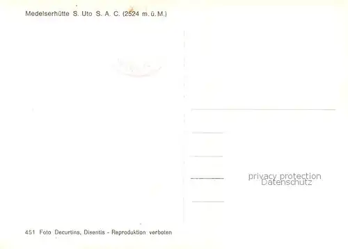 AK / Ansichtskarte Medelserhuette_2524m_GR  