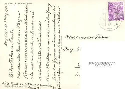 AK / Ansichtskarte Zug__ZG Zytturm mit Grabenstrasse 