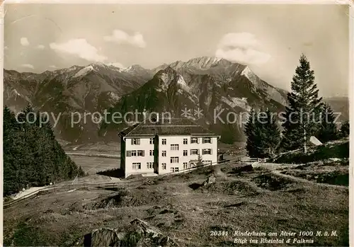 AK / Ansichtskarte Alvier_2343m_SG Kinderheim mit Rheintal Falknis 