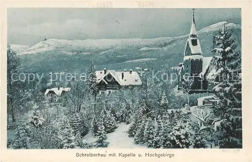 AK / Ansichtskarte 73806787 Schreiberhau_Szklarska_Poreba_Riesengebirge_PL mit Kapelle und Hochgebirge 