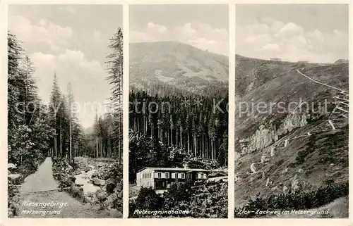 AK / Ansichtskarte  Riesengebirge_Boehmischer_Teil Melzergrund Metzergrundbaude Zick Zackweg im Melzergrund 