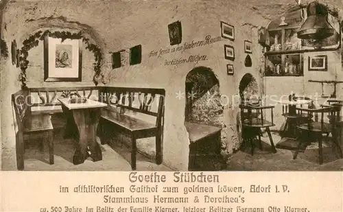 AK / Ansichtskarte  Adorf__Vogtland Goethe Stuebchen im althistorischen Gasthof zum goldenen Loewen 