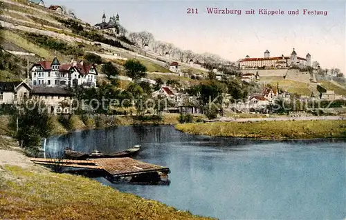 AK / Ansichtskarte 73806925 Wuerzburg mit Kaeppele und Festung Wuerzburg