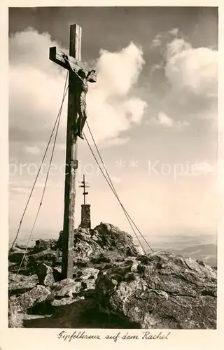 AK / Ansichtskarte  Rachel_1455m_Zwiesel_Niederbayern Gipfelkreuz auf dem Rachel 