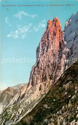 AK / Ansichtskarte  Dolomiten_Dolomiti_IT Grasleitenhuette mit Grasleitenspitzen 