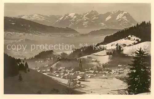 AK / Ansichtskarte  Oberstaufen mit Blick zum Schweizer Hochgebirge Oberstaufen