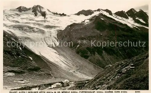 AK / Ansichtskarte 73807041 Zillertal_Tirol_AT Berliner Huette mit gr Moesele Furtschaglspitze Schoenbichler Horn 