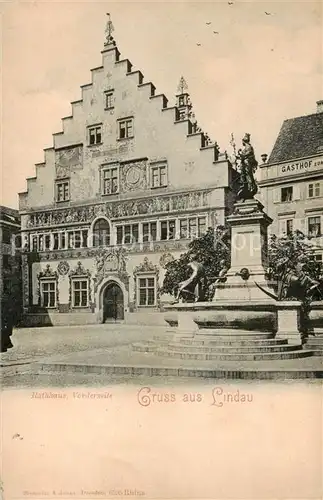 AK / Ansichtskarte 73807043 Lindau_Bodensee Rathaus Front Denkmal Lindau Bodensee