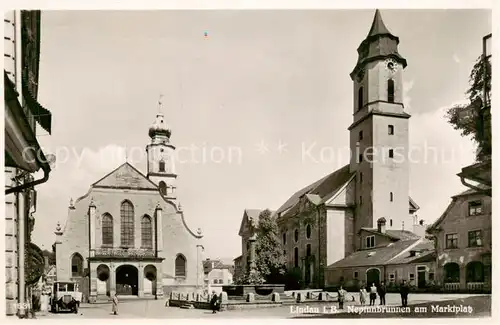 AK / Ansichtskarte  Lindau_Bodensee Neptunbrunnen am Marktplatz Lindau Bodensee