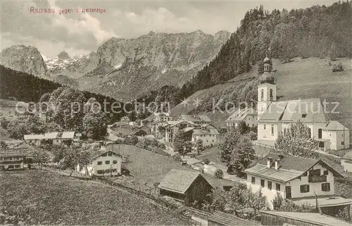 AK / Ansichtskarte 73807064 Ramsau__Berchtesgaden mit Reiteralpe und Kirche 