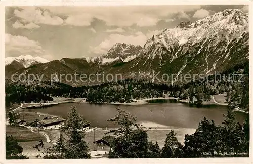 AK / Ansichtskarte  Mittenwald_Bayern Lautersee mit Karwendel Mittenwald Bayern