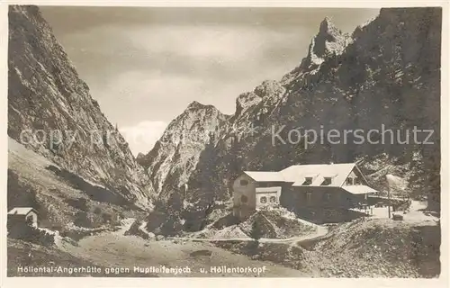AK / Ansichtskarte 73807110 Angerhuette_1367m_Grainau im Hoellental mit Hupfleitenjoch und Hoellentorkopf 